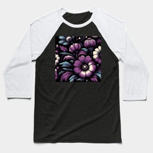 Violet Floral Illustration Baseball T-Shirt